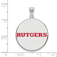 Sterling Silver Rhodium-plated LogoArt Rutgers University Extra Large Enameled Disc Pendant view 2