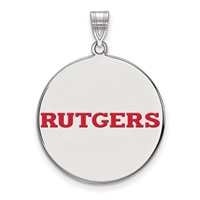 Sterling Silver Rhodium-plated LogoArt Rutgers University Extra Large Enameled Disc Pendant view 1