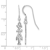 Sterling Silver Rhodium-plated LogoArt Sigma Delta Tau Extra Sorority Greek Letters Small Dangle Wire Earrings view 2