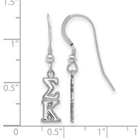 Sterling Silver Rhodium-plated LogoArt Sigma Kappa Extra Sorority Greek Letters Small Dangle Wire Earrings view 2