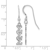 Sterling Silver Rhodium-plated LogoArt Sigma Sigma Sigma Sorority Greek Letters Small Dangle Wire Earrings view 2