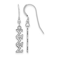 Sterling Silver Rhodium-plated LogoArt Sigma Sigma Sigma Sorority Greek Letters Small Dangle Wire Earrings view 1