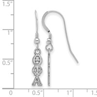 Sterling Silver Rhodium-plated LogoArt Theta Phi Alpha Extra Sorority Greek Letters Small Dangle Wire Earrings view 2