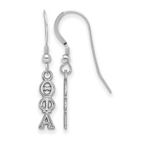 Sterling Silver Rhodium-plated LogoArt Theta Phi Alpha Extra Sorority Greek Letters Small Dangle Wire Earrings view 1