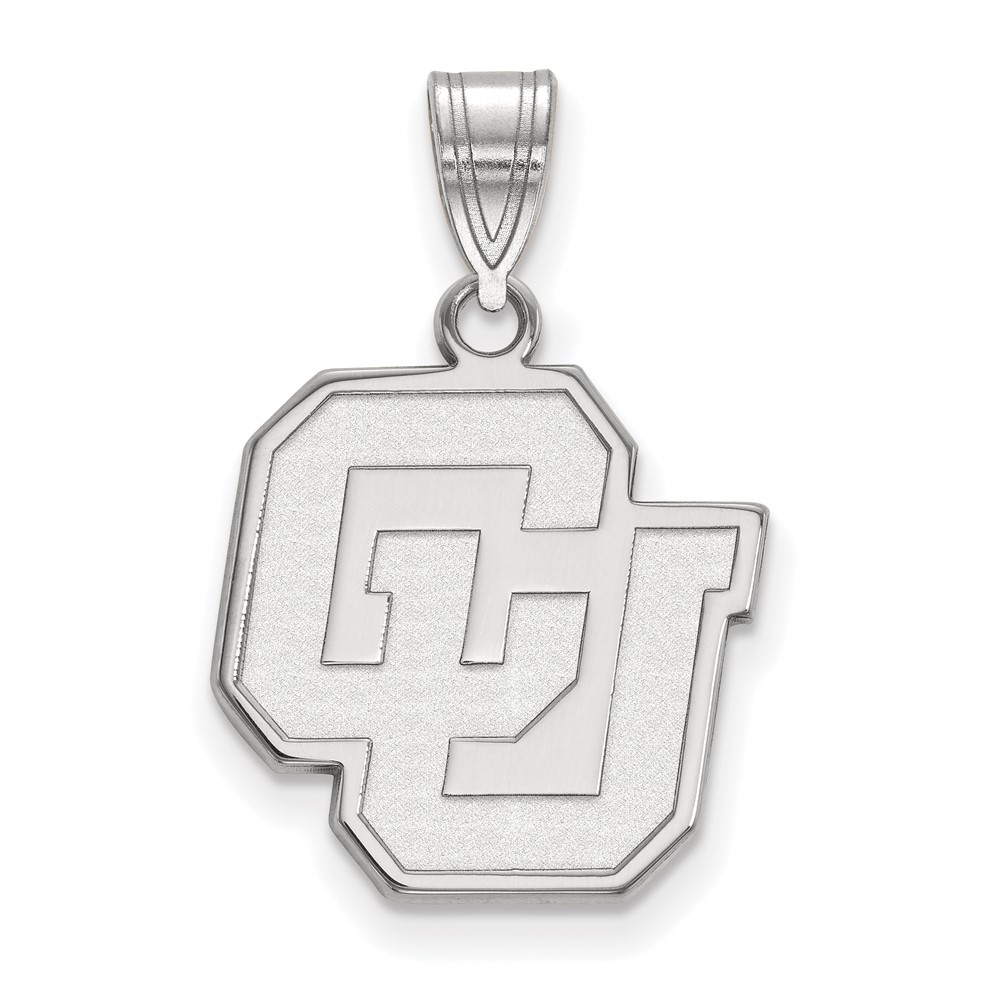 Sterling Silver Rhodium-plated LogoArt University of Colorado C-u Medium Pendant