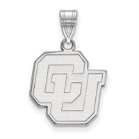 Sterling Silver Rhodium-plated LogoArt University of Colorado C-u Medium Pendant view 1