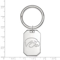 Sterling Silver Rhodium-plated LogoArt University of Iowa Hawk Key Ring view 2