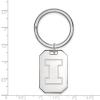 Sterling Silver Rhodium-plated LogoArt University of Illinois Letter I Key Ring view 2