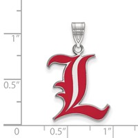 Sterling Silver Rhodium-plated LogoArt University of Louisville Letter L Large Enameled Pendant view 2