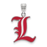 Sterling Silver Rhodium-plated LogoArt University of Louisville Letter L Large Enameled Pendant view 1