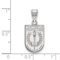 Sterling Silver Rhodium-plated LogoArt University of Memphis Medium Crest Pendant view 2