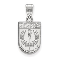 Sterling Silver Rhodium-plated LogoArt University of Memphis Medium Crest Pendant view 1