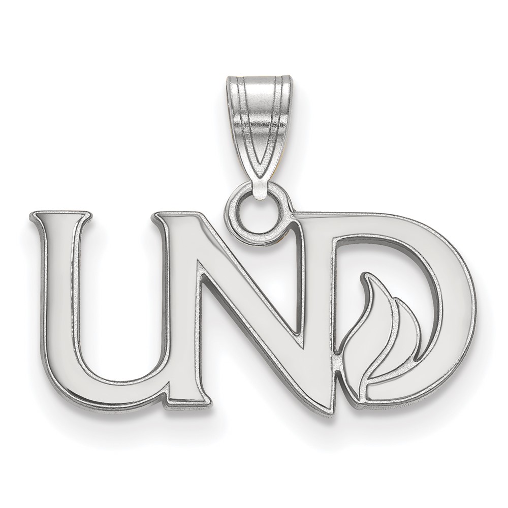 Sterling Silver Rhodium-plated LogoArt University of North Dakota U-n-d Small Pendant