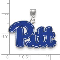 Sterling Silver Rhodium-plated LogoArt University of Pittsburgh Large Enameled Pendant view 2