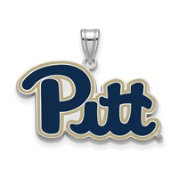 Sterling Silver Rhodium-plated LogoArt University of Pittsburgh Large Enameled Pendant view 1