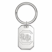 Sterling Silver Rhodium-plated LogoArt University of South Carolina Key Ring view 1