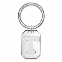 Sterling Silver Rhodium-plated LogoArt University of Tennessee Letter T Key Ring view 1