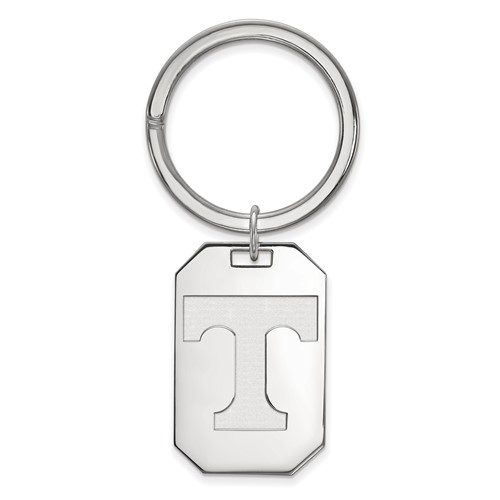 Sterling Silver Rhodium-plated LogoArt University of Tennessee Letter T Key Ring
