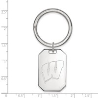 Sterling Silver Rhodium-plated LogoArt University of Wisconsin Letter W Key Ring view 2
