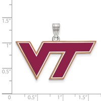 Sterling Silver Rhodium-plated LogoArt Virginia Tech V-t Large Enameled Pendant view 2