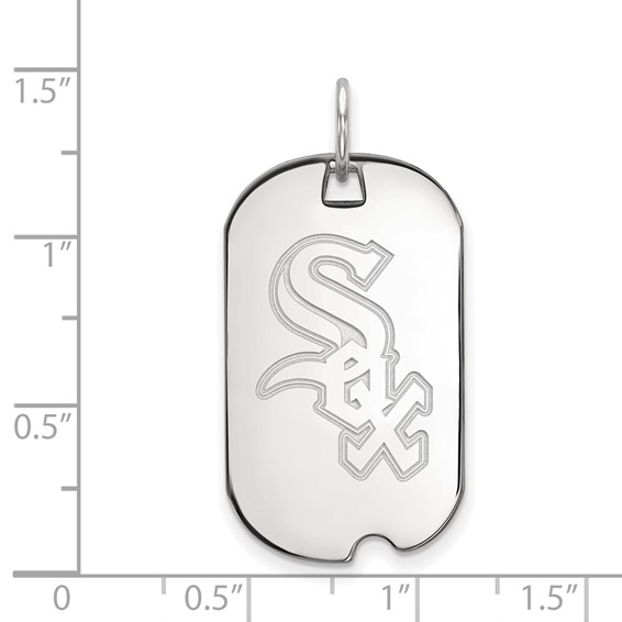 Sterling Silver Rhodium Plated Major League Baseball LogoArt Chicago White Sox Dog Tag