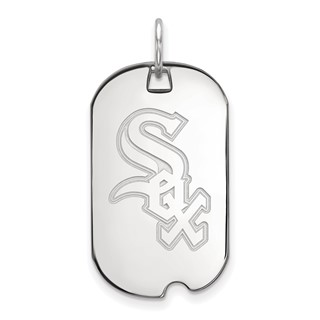 Sterling Silver Rhodium Plated Major League Baseball LogoArt Chicago White Sox Dog Tag
