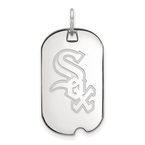 Sterling Silver Rhodium Plated Major League Baseball LogoArt Chicago White Sox Dog Tag