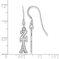 Sterling Silver Rhodium-plated LogoArt Zeta Tau Alpha Sorority Greek Letters Small Dangle Wire Earrings view 2