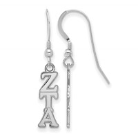 Sterling Silver Rhodium-plated LogoArt Zeta Tau Alpha Sorority Greek Letters Small Dangle Wire Earrings view 1