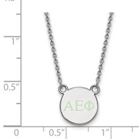 Sterling Silver Rhodium-plated LogoArt Alpha Epsilon Phi Sorority Greek Letters Extra Small Color Enamel Pendant Necklace, 18" view 2