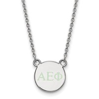 Sterling Silver Rhodium-plated LogoArt Alpha Epsilon Phi Sorority Greek Letters Extra Small Color Enamel Pendant Necklace, 18" view 1