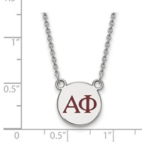 Sterling Silver Rhodium-plated LogoArt Alpha Phi Sorority Greek Letters Small Color Enamel Pendant Necklace, 18" view 2