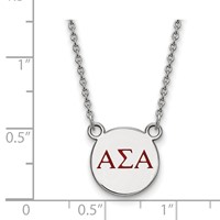 Sterling Silver Rhodium-plated LogoArt Alpha Sigma Alpha Sorority Greek Letters Small Color Enamel Pendant Necklace, 18" view 2