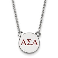 Sterling Silver Rhodium-plated LogoArt Alpha Sigma Alpha Sorority Greek Letters Small Color Enamel Pendant Necklace, 18" view 1