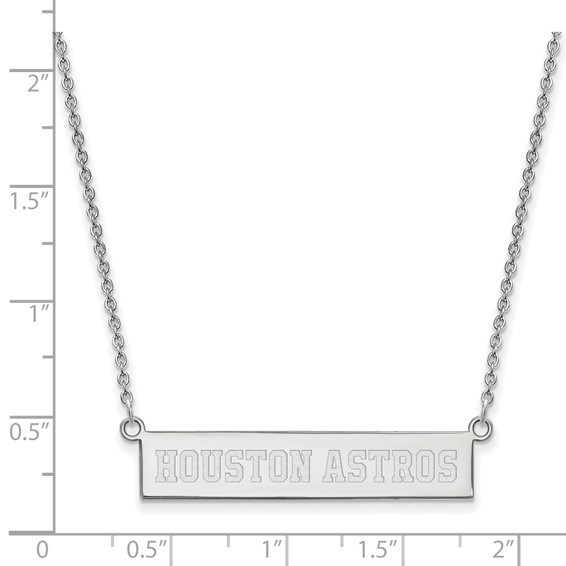Sterling Silver Rhodium Plated Major League Baseball LogoArt Houston Astros Bar Necklace