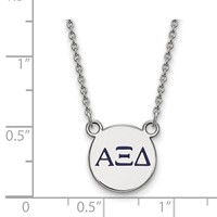 Sterling Silver Rhodium-plated LogoArt Alpha Xi Delta Sorority Greek Letters Extra Small Color Enamel Pendant Necklace, 18" view 2