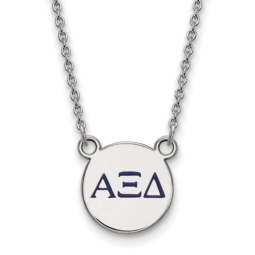 Sterling Silver Rhodium-plated LogoArt Alpha Xi Delta Sorority Greek Letters Extra Small Color Enamel Pendant Necklace, 18"