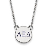 Sterling Silver Rhodium-plated LogoArt Alpha Xi Delta Sorority Greek Letters Extra Small Color Enamel Pendant Necklace, 18" view 1