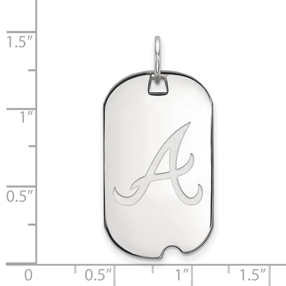 Sterling Silver Rhodium Plated Major League Baseball LogoArt Atlanta Braves Small Dog Tag