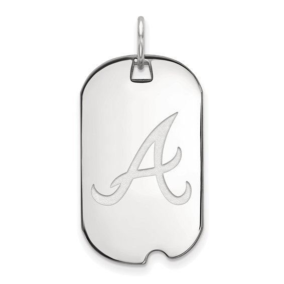 Sterling Silver Rhodium Plated Major League Baseball LogoArt Atlanta Braves Small Dog Tag