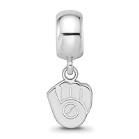Sterling Silver Rhodium Plated Major League Baseball LogoArt Milwaukee Brewers Dangle Bead view 3