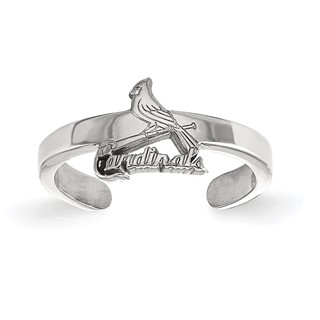 Sterling Silver Rhodium-plated MLB LogoArt St. Louis Cardinals Bird and Bat Toe Ring