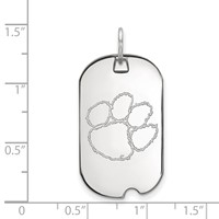 Sterling Silver Rhodium-plated LogoArt Clemson University Tiger Paw Small Dog Tag Pendant view 2