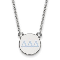 Sterling Silver Rhodium-plated LogoArt Delta Delta Delta Sorority Greek Letters Small Color Enamel Pendant Necklace, 18" view 1