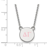 Sterling Silver Rhodium-plated LogoArt Delta Gamma Sorority Greek Letters Small Color Enamel Pendant Necklace, 18" view 2
