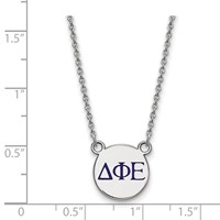 Sterling Silver Rhodium-plated LogoArt Delta Phi Epsilon Sorority Greek Letters Small Color Enamel Pendant Necklace, 18" view 2