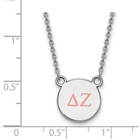 Sterling Silver Rhodium-plated LogoArt Delta Zeta Sorority Greek Letters Small Color Enamel Pendant Necklace, 18" view 2
