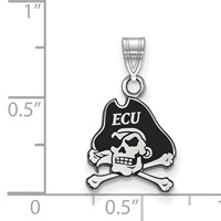 Sterling Silver Rhodium-plated LogoArt East Carolina University Pirate Small Enameled Pendant view 2