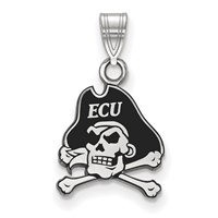 Sterling Silver Rhodium-plated LogoArt East Carolina University Pirate Small Enameled Pendant view 1