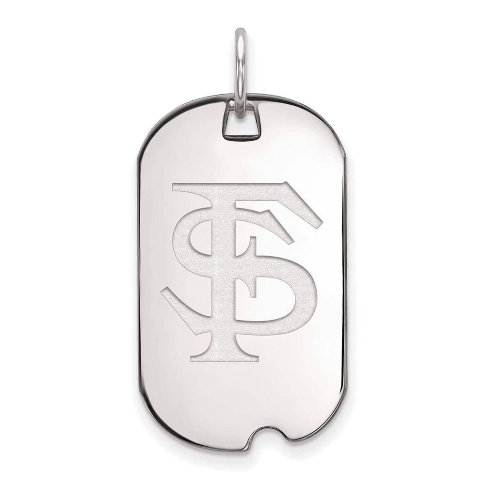 Sterling Silver Rhodium-plated LogoArt Florida State University F-s Small Dog Tag Pendant